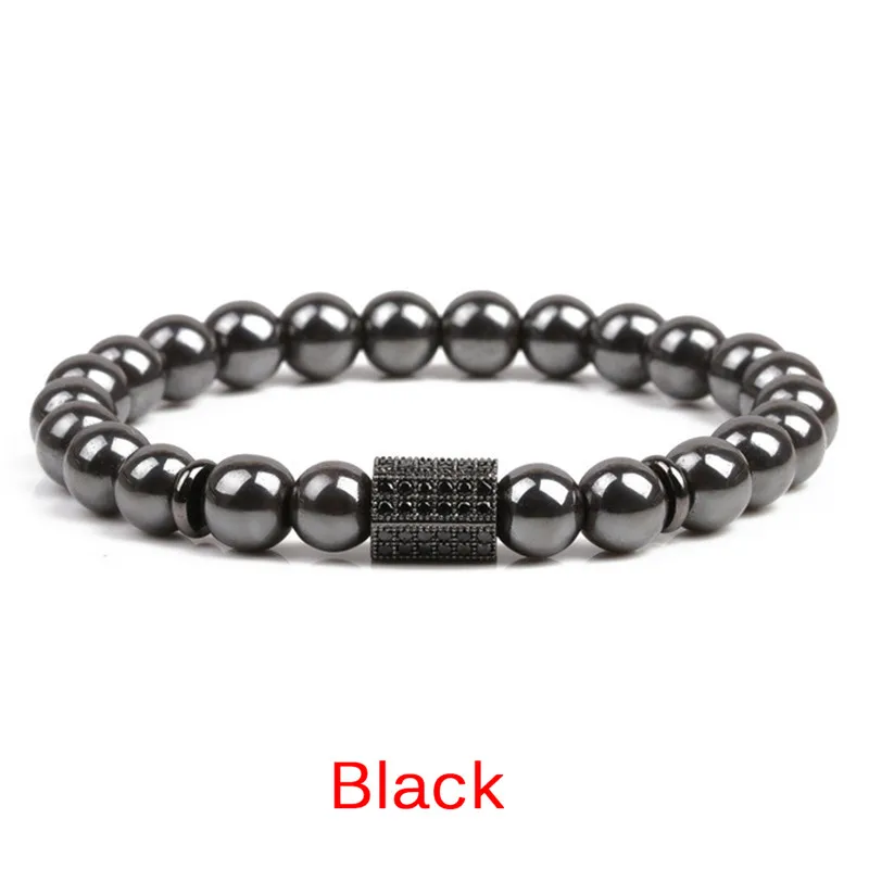 Weight Loss Stone Magnetic Health Care Magnetic Hematite Stretch Beaded Bracelets for Men Women