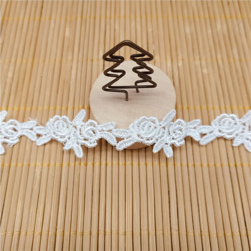 

14 Yards small size Polyester water soluble Embroidered white and black lace trim tape ribbon for DIY sewing material