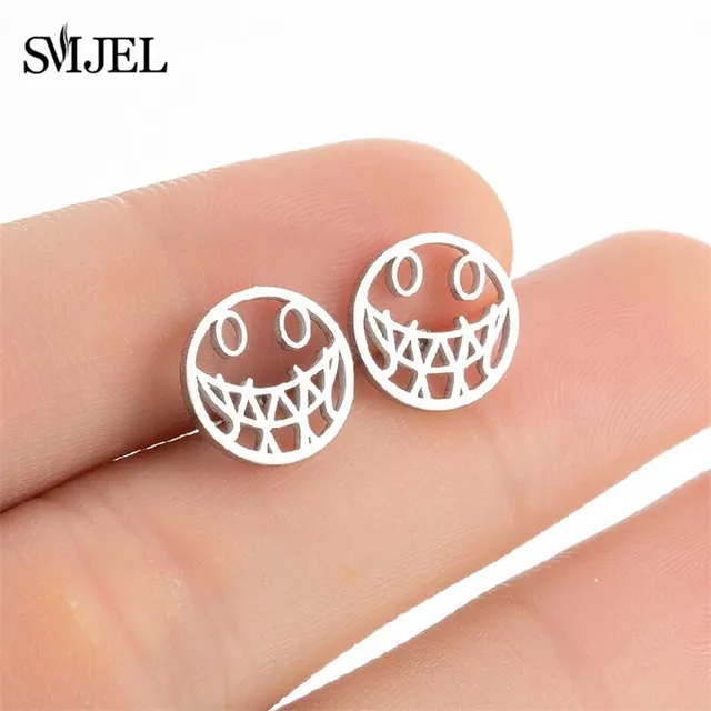 Stainless Steel Mini Stud Earrings Mushroom Cherry Weather Sun Water Droplets Cartilage Ear Piercing Jewelry Skull Face Studs 435
