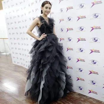 

2020 Autumn New Women'S Cascading Ruffled Beaded Long Dress Vestidos Sexy V-Neck Sleeveless Backless Runway Club Party Dress