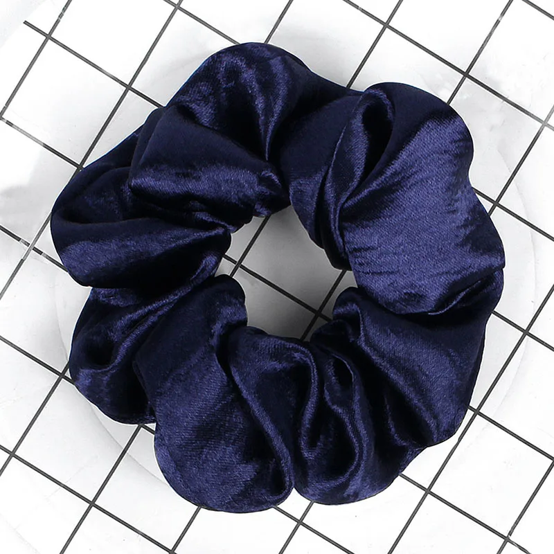 59 New Bright Color Hair Scrunchies Women Vintage Silky Scrunchie Elastic Hair Bands Girls Headwear Donut Grip Loop Ponytail Holder - Цвет: 59