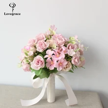 Lovegrace, свадебный букет, искусственный шелк, роза, букет подружки невесты, цветок, Фортуна, шар, Бегония, домашние свадебные цветы