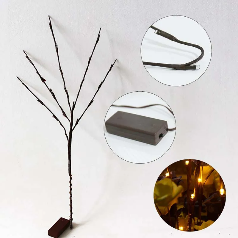 20pcs LED Branch Lights String Willow Warm Color Tree Lamp Indoor Merry Christmas Decoration for Home Party Supplies natal kerst