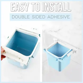 

Invisible Pull Retractable Trash Can Office Household Table Drawer Trash Can Kitchen Trash Can Wall-mounted Folding Waste Bins