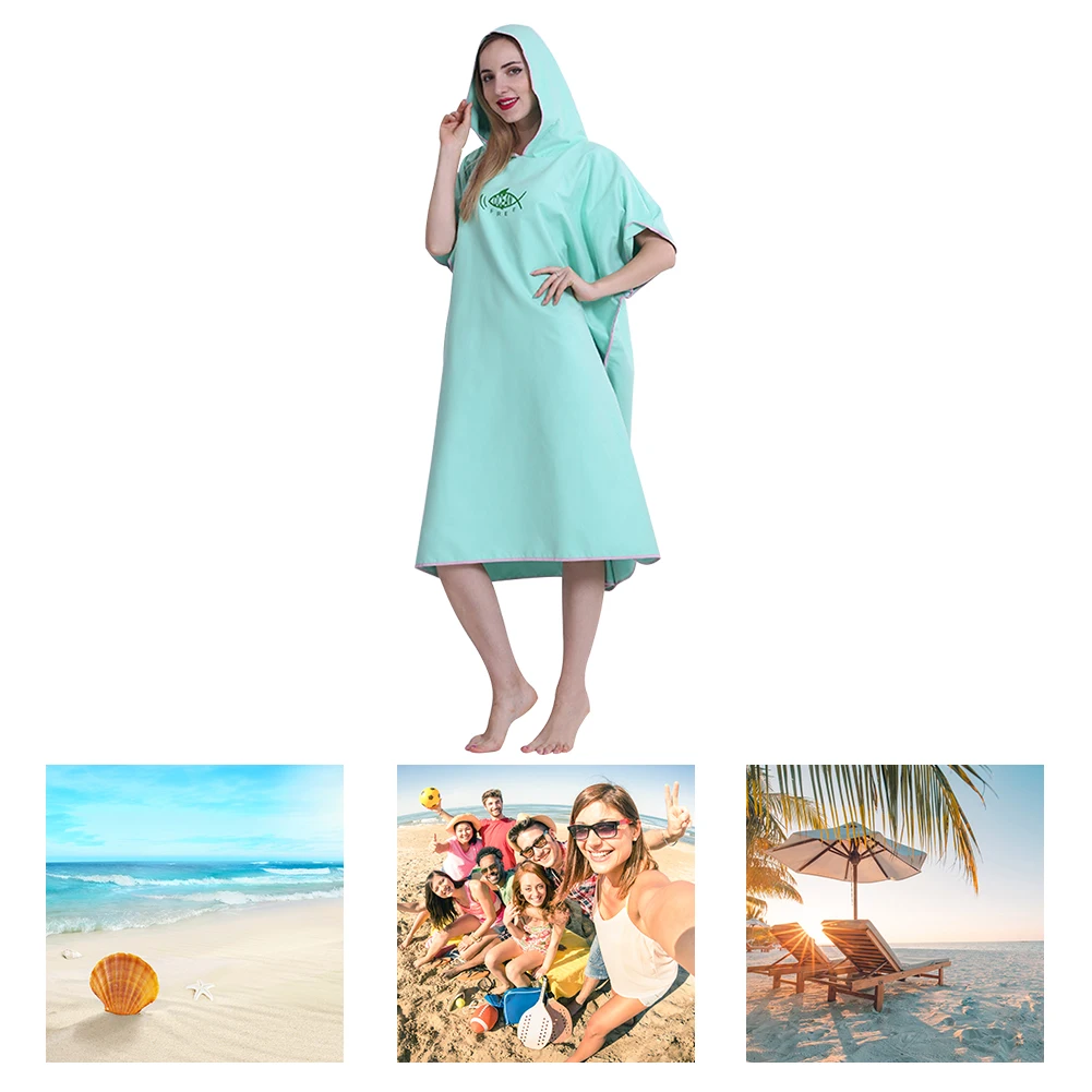 Water Absorb Quick Dry Hooded Bath Towels Fashion Adult Microfiber Wetsuit Changing Robe Poncho Swim Beach Surf Diving Swimming swim robe poncho
