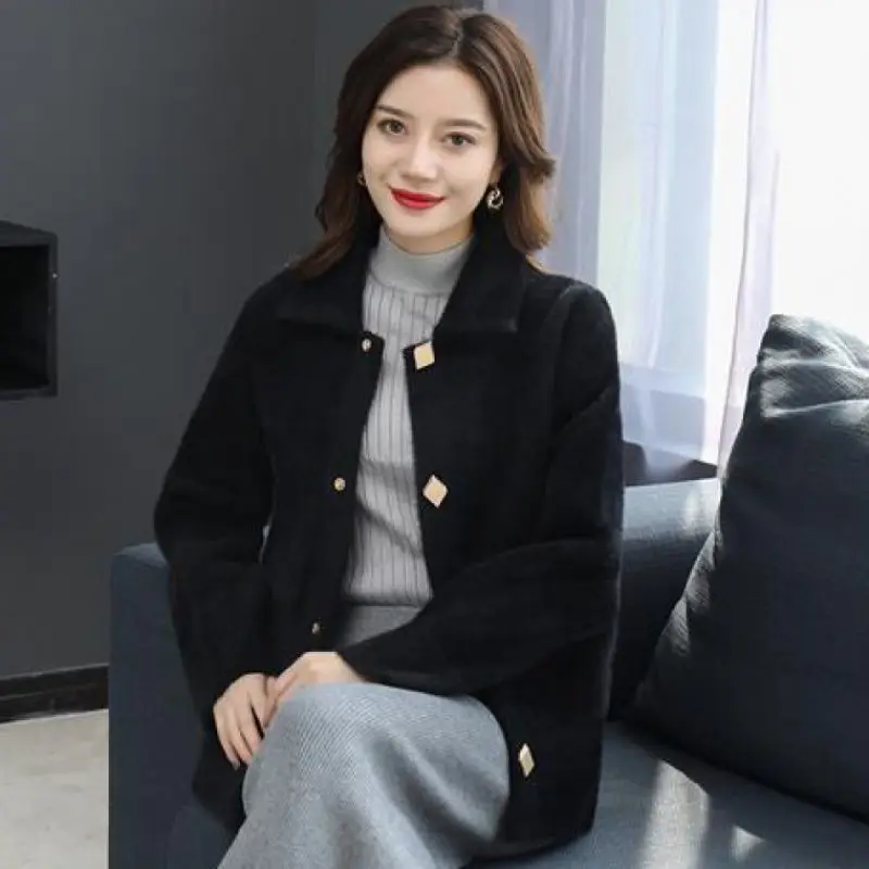 Imitation Mink Velvet Coat Women 2021 Spring Autumn New Korean Mother Jackets Imitation Mink Sweater Female Cardigan Buttons