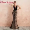 Formal Dress Sexy V Neck Black Lace Evening Dress Sleeveless Trumpet Velour Evening Party Gown ► Photo 2/6