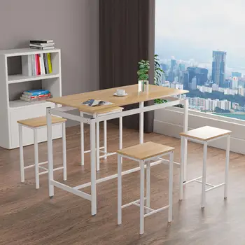 Billige Esstisch Und Stuhl Set 4 Stühle Stühle 1 Tisch Metall Holz Wohnzimmer Küche Möbel Studio Schreibtisch Stuhl Set Büro Tisch