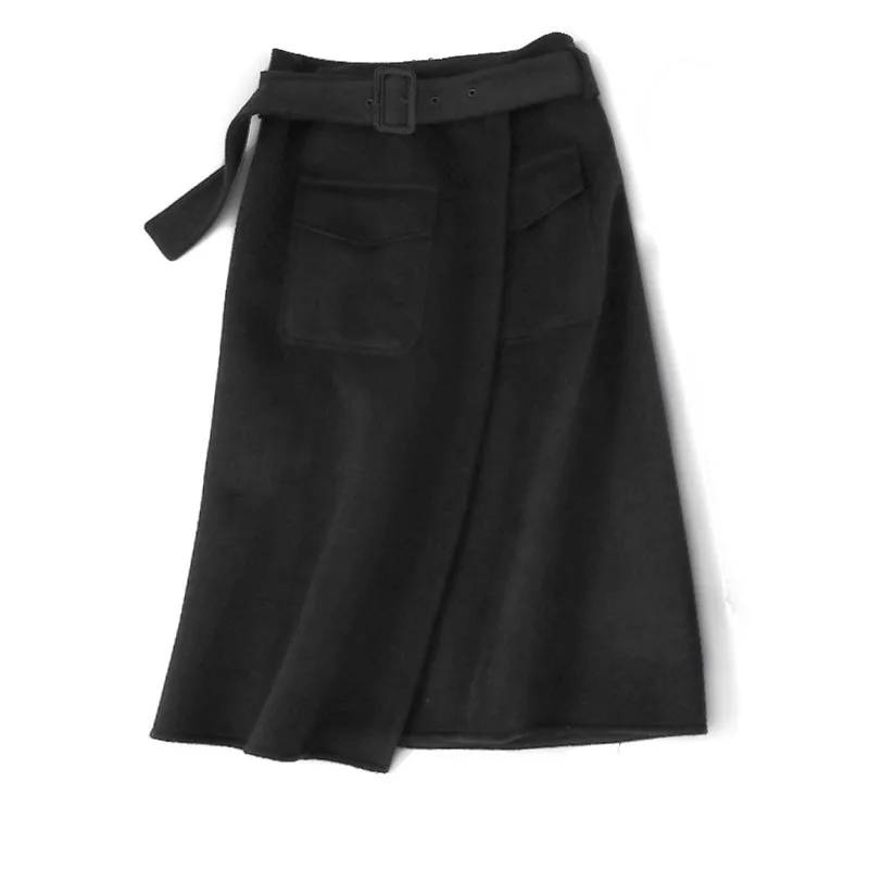 Mozuleva 2020 Handmade Double-Sided Wool Skirt 2020 New Woolen Skirt Skirt Skirt Autumn   Womens Dress Knee-Length Skirt