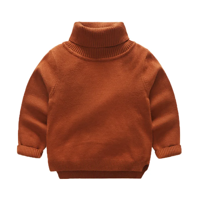 Kids' Sweater BOY'S Autumn And Winter New Style Women's High Collar Childrenswear Korean-style Solid Color Base Sweater