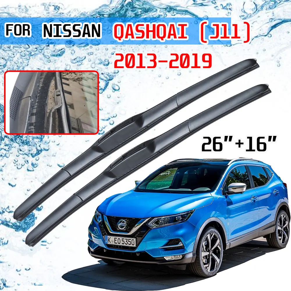 Escobillas de limpiaparabrisas delanteras de coche, accesorios para Nissan  Qashqai J11, 2013, 2014, 2015, 2016, 2017, 2018, 2019, 2020