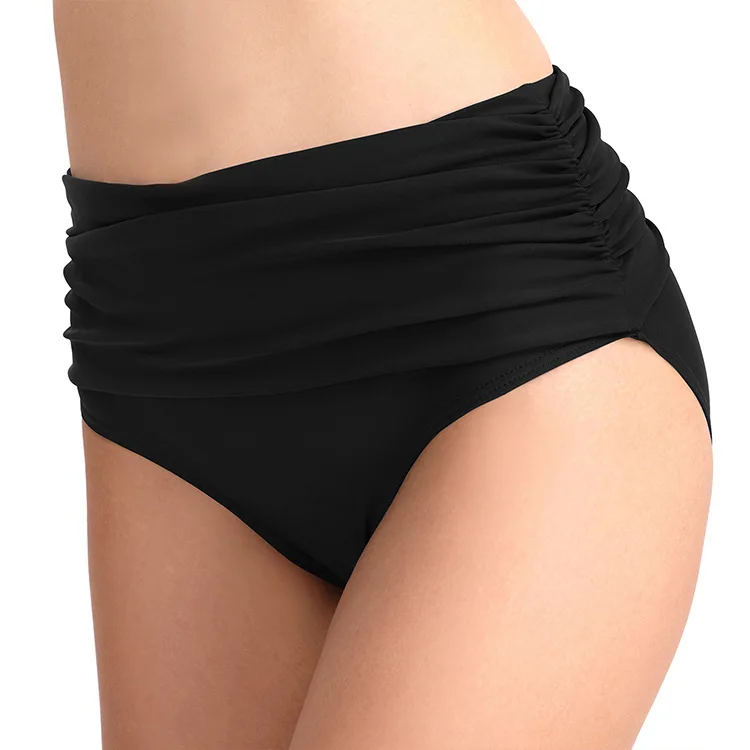 

2019 New Style Hot Selling Sapphire Blue High-waisted Pleated Swimming Trunks Bathing Suit