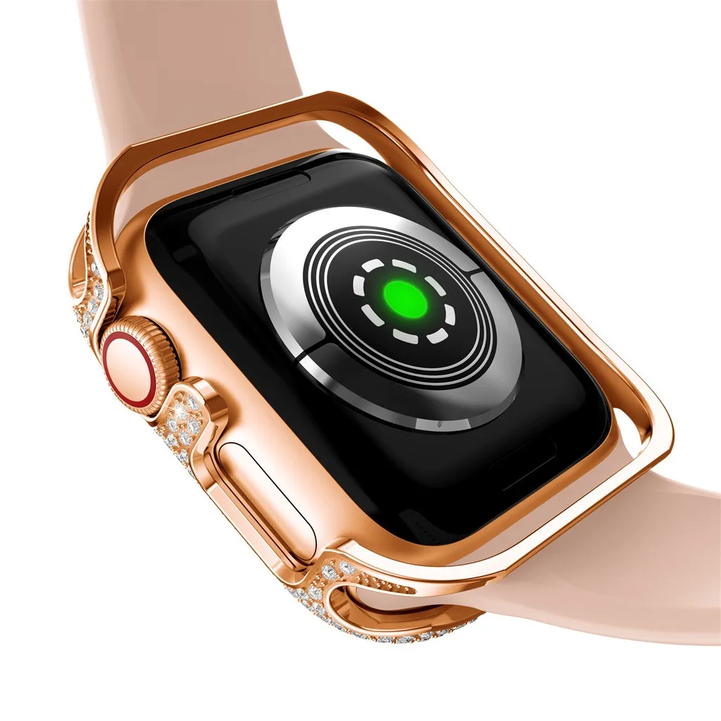 18k розовое покрытие золото 368 Алмаз чехол рамка для iWatch серия 4/5 40 мм 44 мм