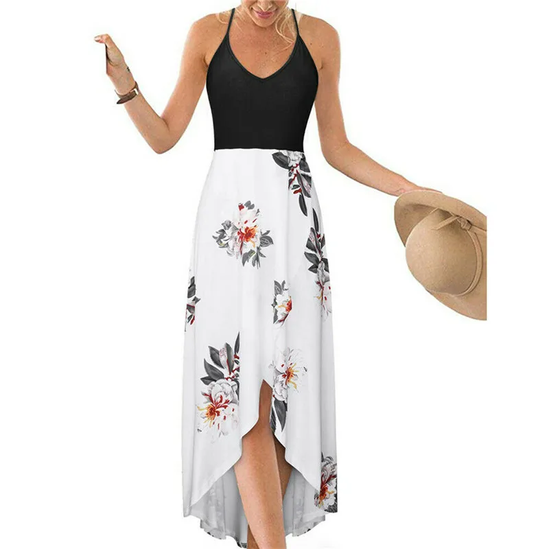 Fashion Summer Women's Dresses Ladies Boho Floral Long Maxi Evening Party Beach Dress Sundress Vestito Lungo Females Dress
