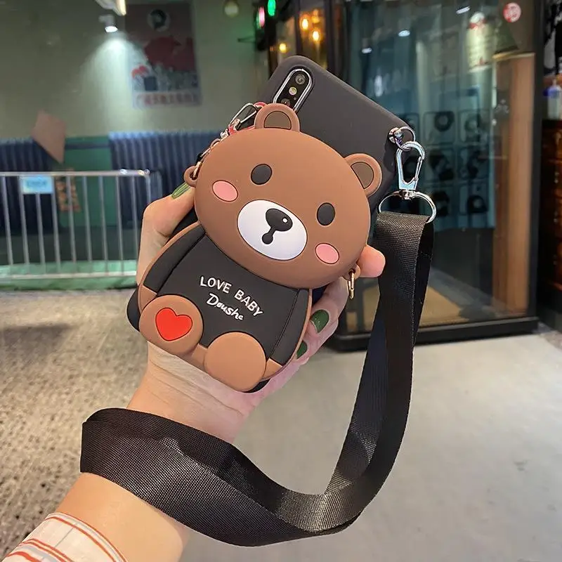cases for iphone 11 Bear Wallet Bag Soft TPU Case For iPhone 12 11 Pro Max Xs XR 6 7 8Plus Case 11 phone case