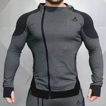 Пшеница XLR с длинными рукавами пальто мышцы фитнес мужской брат кардиган с капюшоном свитер упражнения спортивное пальто