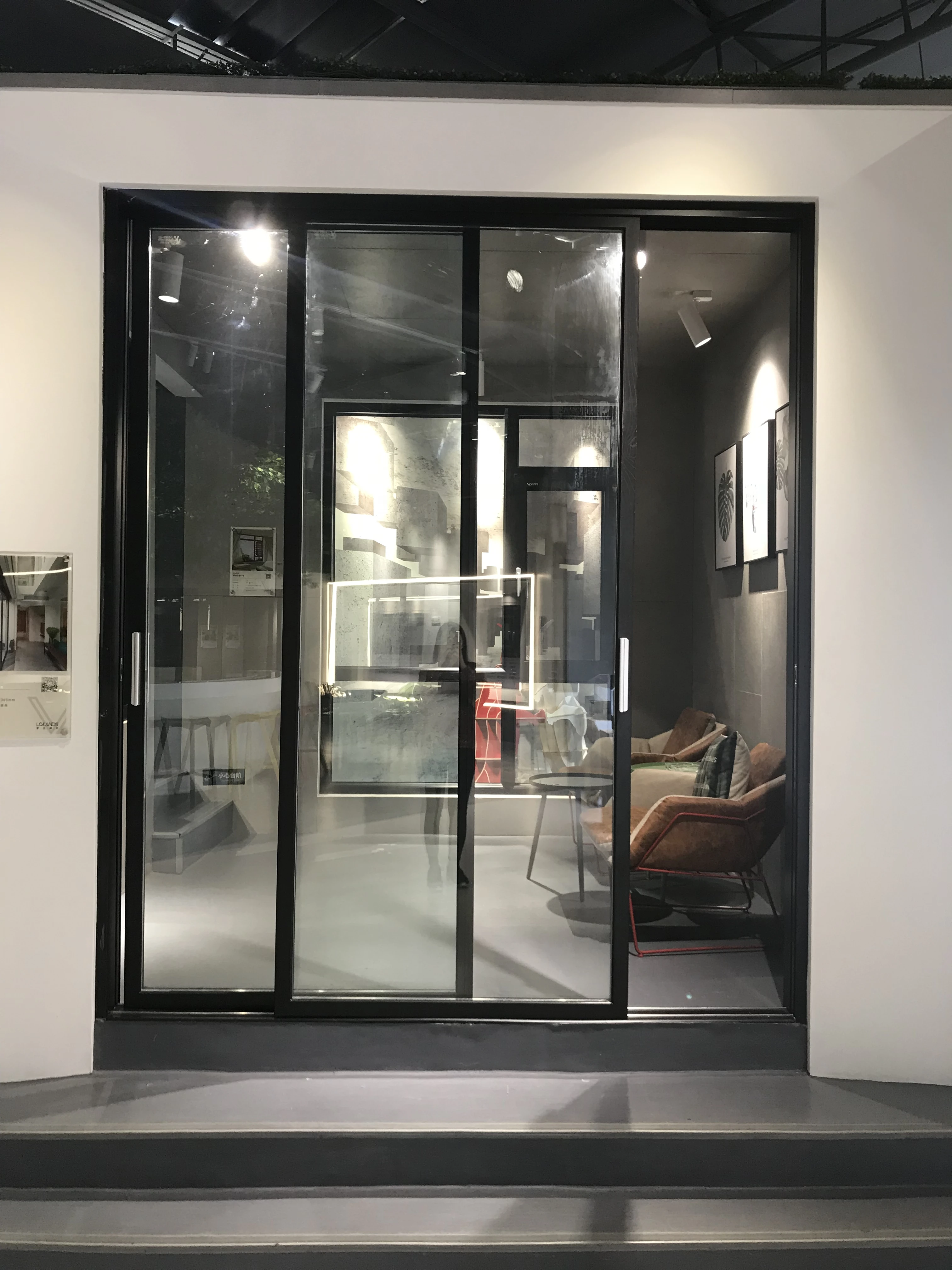 Porta deslizante de vidro interior moderna HDSAFE Porta francesa deslizante  de alumínio preto fosco Porta de