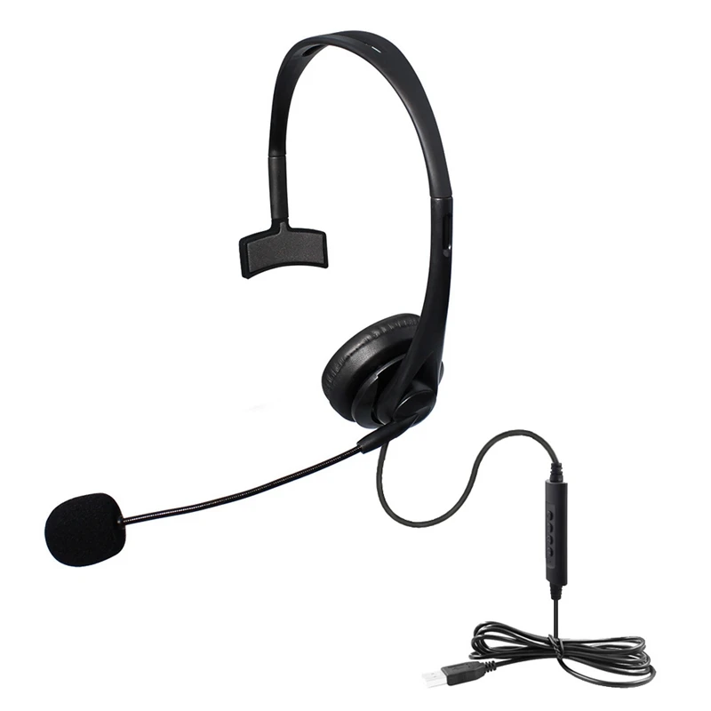 USB Call Center Headset with Noise Cancelling Mic Monaural Headphone for PC Home Office Phone Service Plug and Play