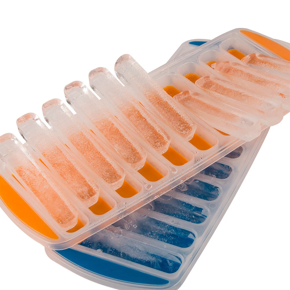 Ice Mold 10 Holes Silicone Ice Cube Moulds Long Thumb Chocolate Bar Mold Biscuit Loaf Candy Tray Ice Strip Popsicle Cake DIY Baking Tools