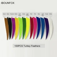 100Pcs IBOUNFOX 4" Shield Archery Arrow Feather Fletching RW Hunting Bow Arrow Accessories Natural Turkey Feathers 1