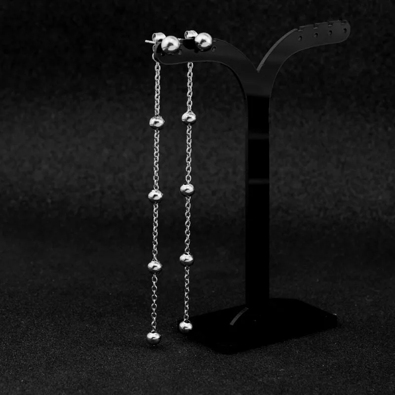 Серьги-кисточки из нержавеющей стали с круглыми бусинами для девочек трендовые