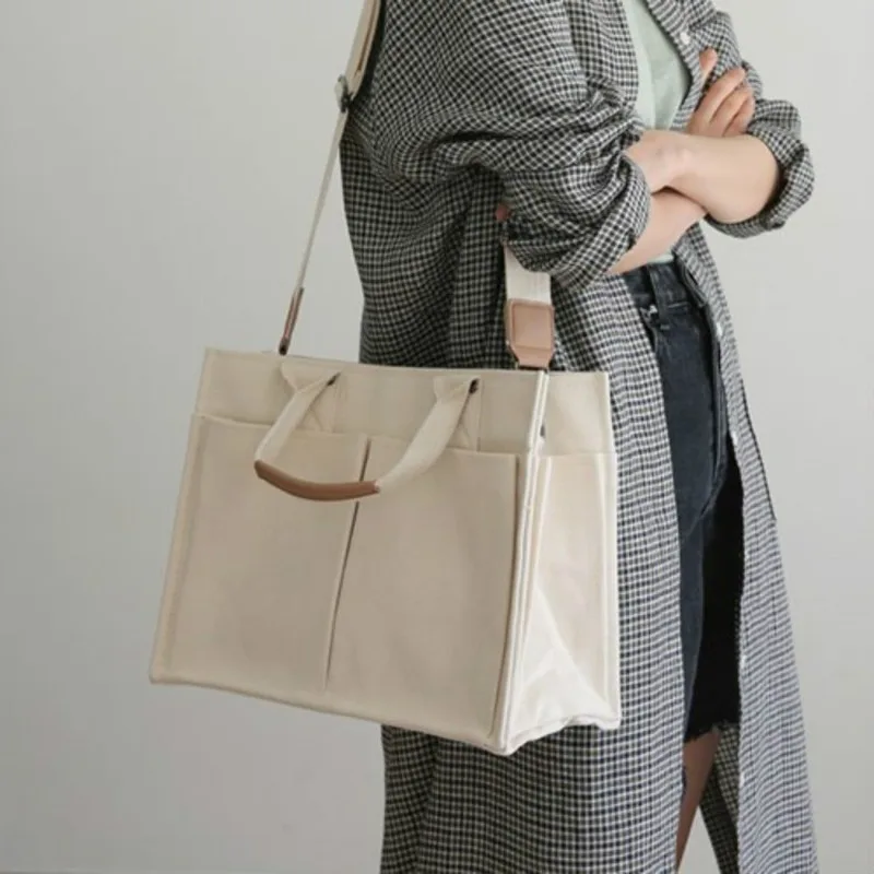 

2020 canvas bag female Korean version of simple handbag literary style multi-pocket ladies personalized shoulder messenger bag