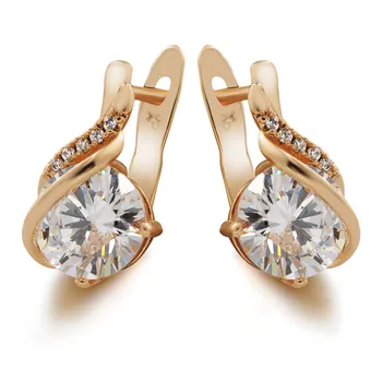 

MxGxFam Gold Color 18 k Zircon Hoop Earrings For Elegant Women Girl Fashion Jewelry