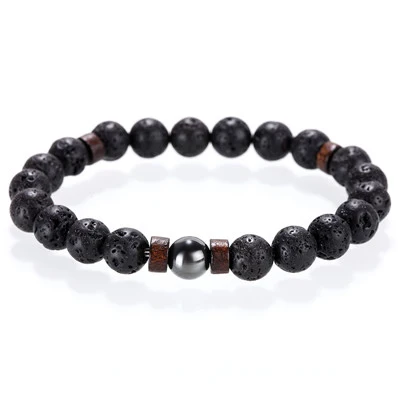 Style E Маклрой камень браслет бусины Лава натуральный homme модные браслеты для мужчин Деревянный аксессуар из бусин ювелирные изделия мужской индивидуальный подарок - Окраска металла: Style E
