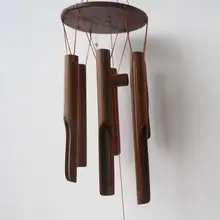 Бамбуковый колокольчик, большая трубка-колокольчик, черное кольцо, бамбуковый Плетеный деревянный ручной работы, настенный, ветровое украшение с колокольчиками для украшения дома