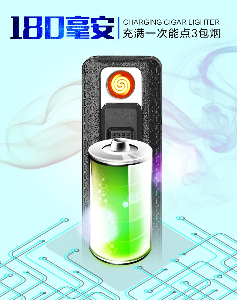 Мини-Usb Двусторонняя ветрозащитная зарядка точечный детектор дыма индивидуальность оригинальность электронная зажигалка