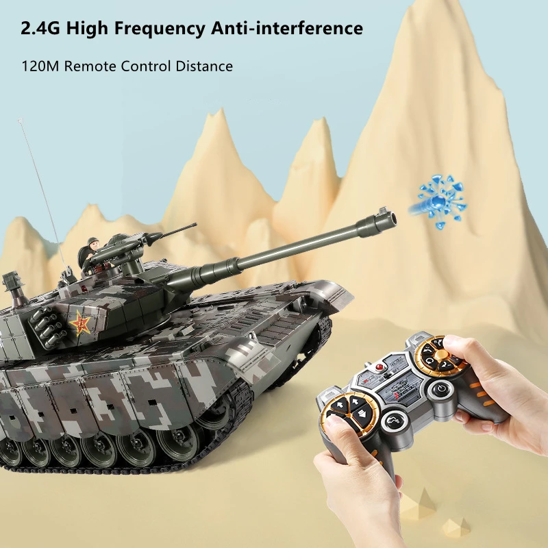 47CM Simulation Smoking RC Battle Tank Rotation Turret Bullet Shoot 45° Climb Sound And Light Effect Remote Control Tank Model 6