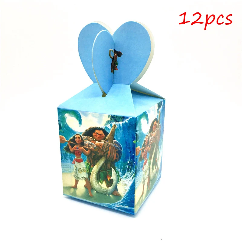 Candy Box 12pcs С героями мультфильма «Моана»; 12 шт. в упаковке, Бумага день рождения Хэллоуин подарочные наборы конфет мультфильм 8,5*8,5*18 см одноразовые коробки для конфет на день рождения вечерние поставки - Цвет: Candy Box 12pcs