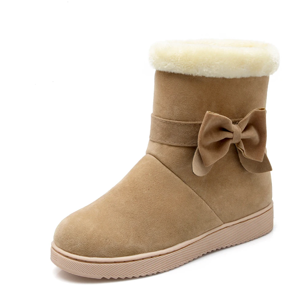 

2019 Women Snow Boots Flat Winter Plus Size Platform Ladies Warm Shoes New Flock Fur Women's Suede Ankle Boots Female