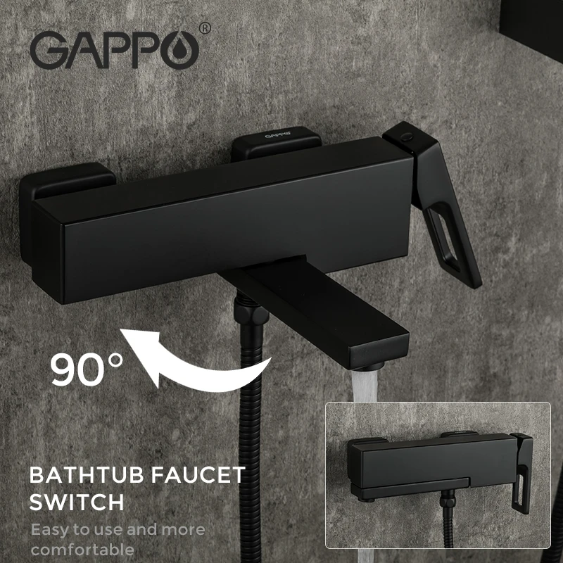 GAPPO bath rain shower black faucet Bathtub Faucet tap wall bathroom shower tap bath sink faucet water mixer system
