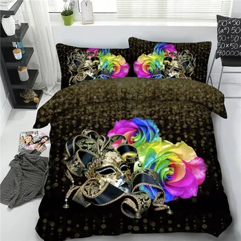 

Fashion Romantic 3D Bed Linen Set Wedding Decorative Rose Floral Adults Bedding Set EU Queen Size Adults Bed Duvet Cover Set