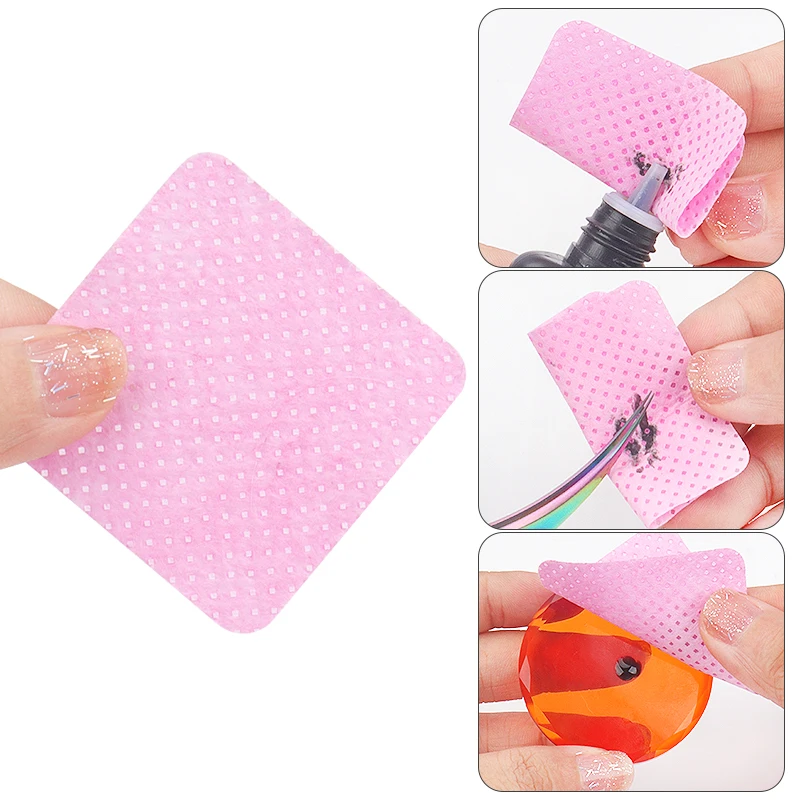 200 Pcs Lint Free Paper Cotton Wipes Eyelash Glue Remover Wipes Cleansing Cotton Sheet Nails Art Polish Makeup Clean Pads Tools
