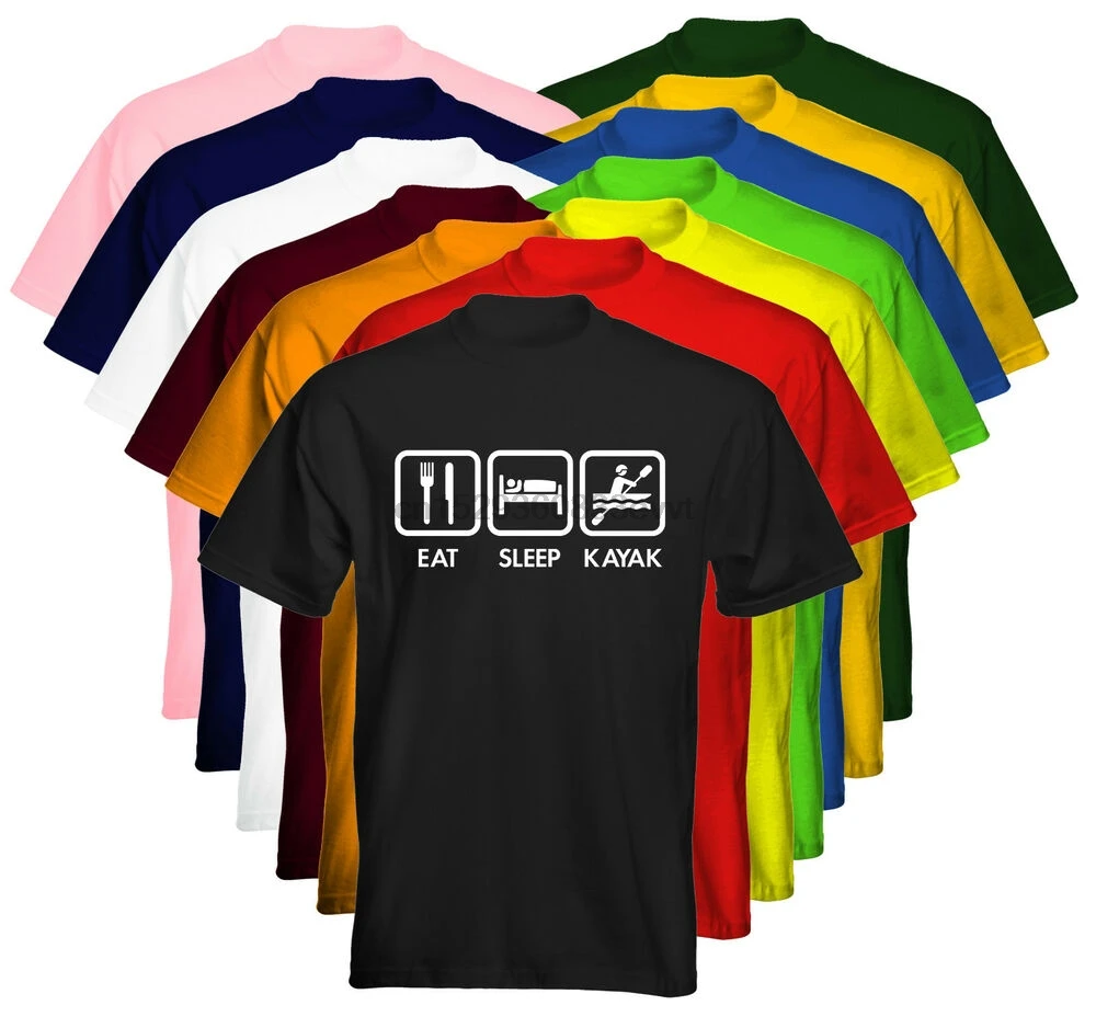 Velocitee Kids T-Shirt Eat Sleep Kayak Size & Colour Options UK Seller 