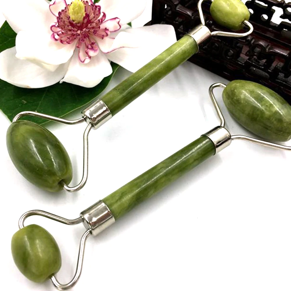 Facial Massage Roller Double Heads Jade Stone Face Lift Hands Body Skin Relaxation Slimming Beauty Make 5