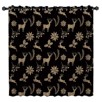 

Plants And Reindeer At Christmas Window Treatments Curtains Valance Curtain Lights Living Room Blackout Bathroom Bedroom Outdoor