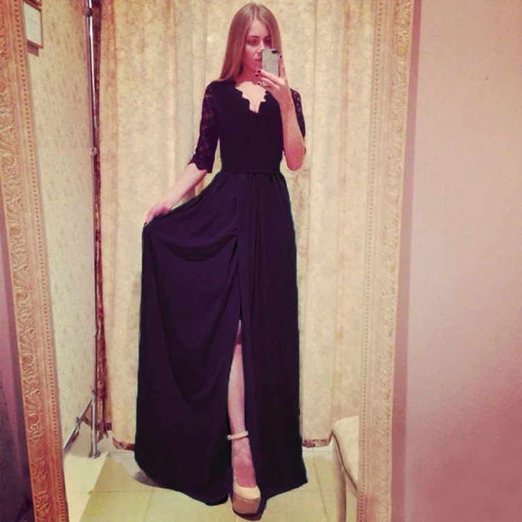 

free shipping 2018 hot sale new design custom color/size strap small train evening gown chiffon autumn mother of the bride dress