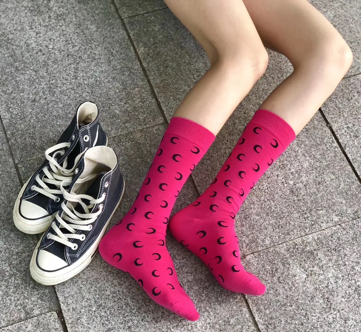New Winter Socks Cotton Ins Star Moon Purple Socks For Women Popular Logo Hip-hop Personality Heap-heap Socks Women Femme