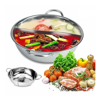 

30cm Stainless Steel Hot Pot Shop Fondue Cooker Cookware Two-flavor Double Ears Cooking Accessories