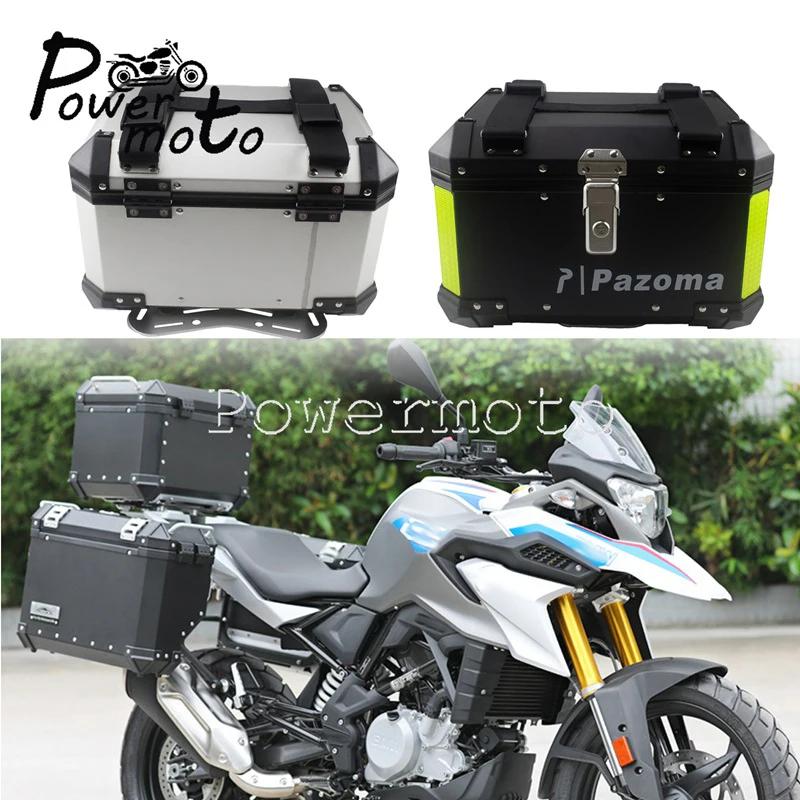 Aluminum Motorbike Top Case Cargo Tail Box w/ Bracket Kit for Kawasaki Honda BMW Yamaha Suzuki Street Bike 45L Luggage Topcase |