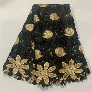 

Red and Black African Cord Lace Fabric Water Soluble Wedding Dress Lace Stone 2020 High Quality Nigerian Guipure Lace Fabric A03