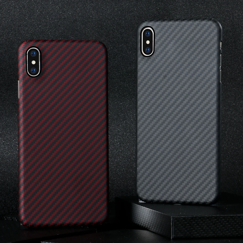 Роскошный чехол из углеродного волокна для iPhone XS Max матовый черный красный