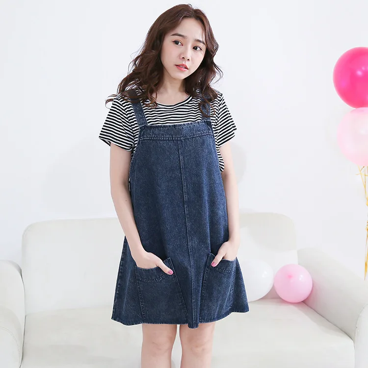 

2019 Spring And Summer Maternity Clothes New Style Korean-style Really Two Pieces Cowboy Strap Dress Nursing Short Sleeve Pregna