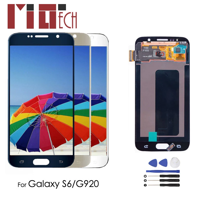 

AMOLED LCD For Samsung S6 G920 G920F LCD Display Touch Screen Digitizer OLED Full Assembly Replacement 5.1" Black White+Tools
