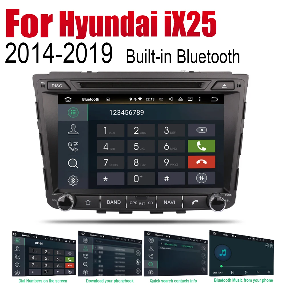Автомагнитола 2 Din на Android для Hyundai iX25 Creta 2014 2015 2016 2017 2018 2019 автомобильный