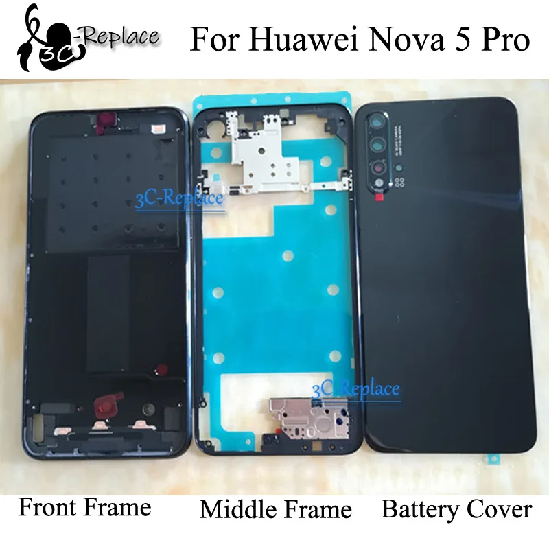 6,4 дюймов для huawei Nova 5 Pro ЖК-рамка лицевой панели Передняя средняя рама корпус батарея задняя крышка чехол