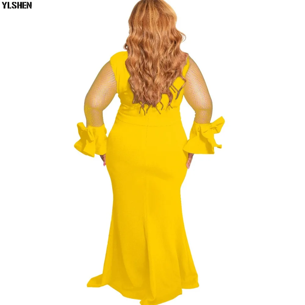 M-5XL African Dresses for Women Dashiki Slim African Clothes Autumn Super Elastic Long Sleeve Africa Clothing Long Maxi Dress 03